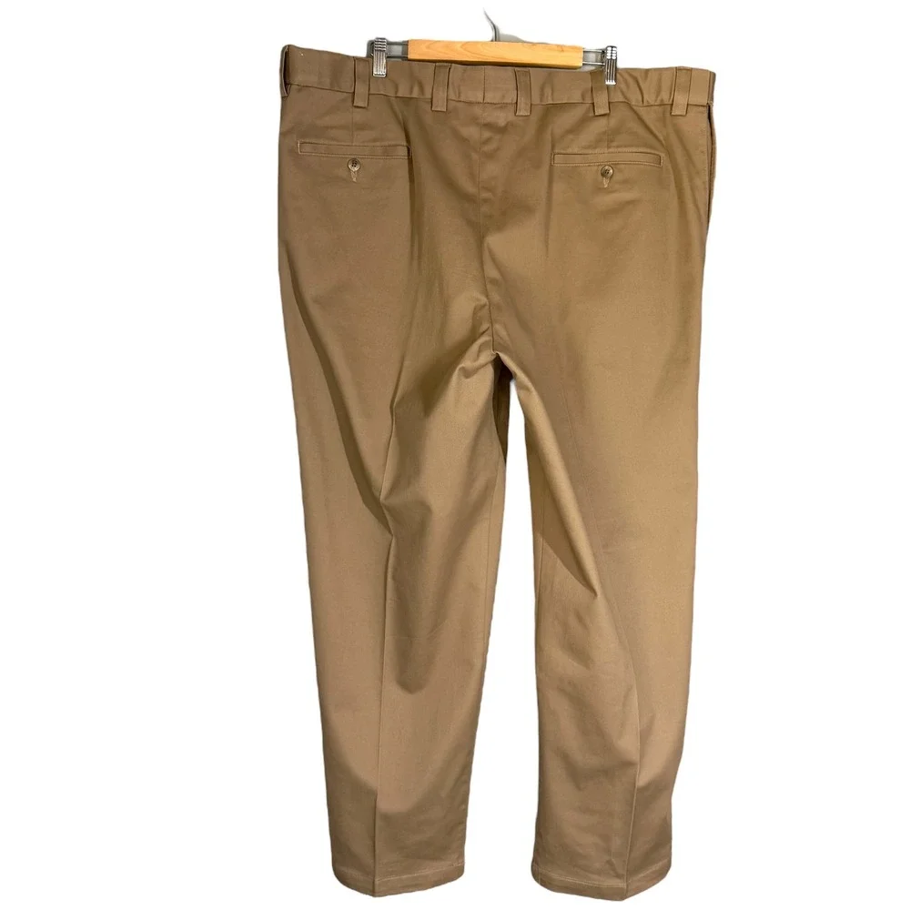 Oak Hall Men's Dress Pants 46x30 Pleated Front Classic Fit Khaki Cotton Stretch